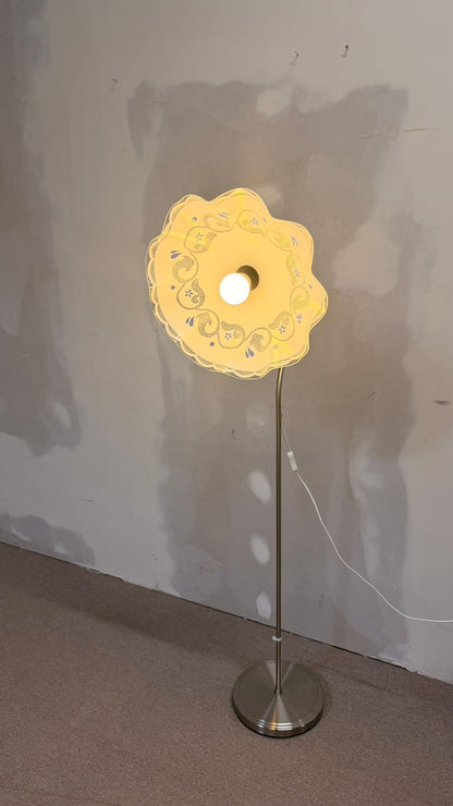 Stehlampe mit Schwanenhals Blumenmuster Lampenschirm Glas