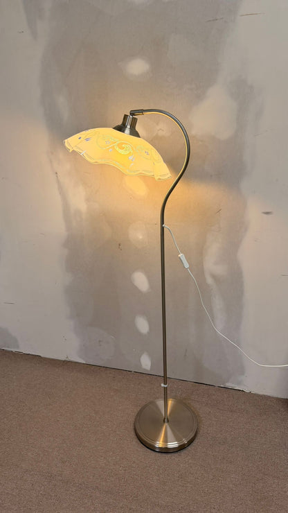 Stehlampe mit Schwanenhals Blumenmuster Lampenschirm Glas