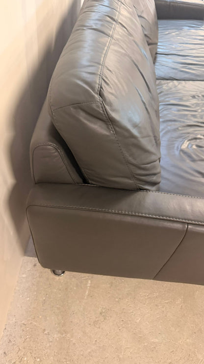Modernes Ledersofa in dunkelgrau 3-Sitzer