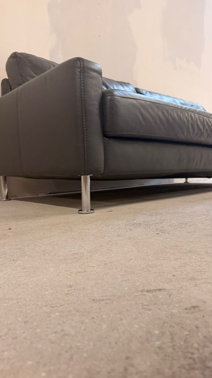 Modernes Ledersofa in dunkelgrau 3-Sitzer