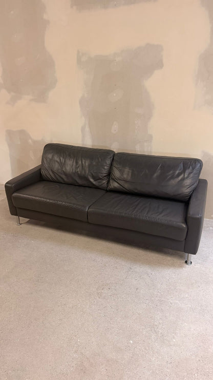 Modernes Ledersofa in dunkelgrau 3-Sitzer
