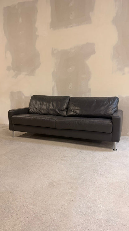 Modernes Ledersofa in dunkelgrau 3-Sitzer