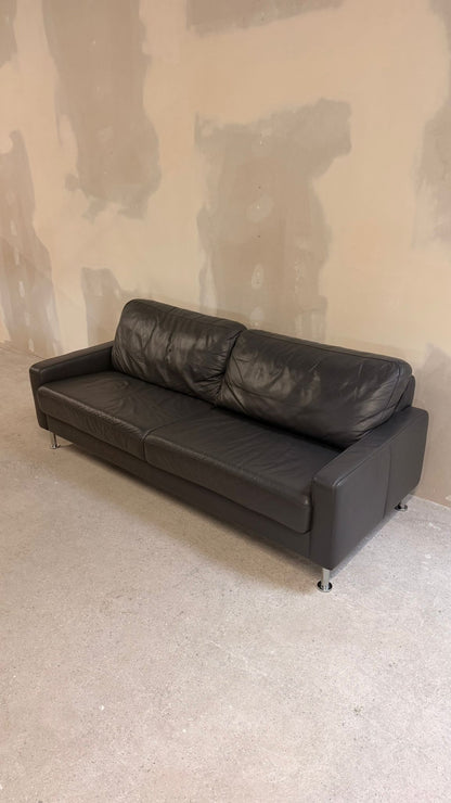 Modernes Ledersofa in dunkelgrau 3-Sitzer
