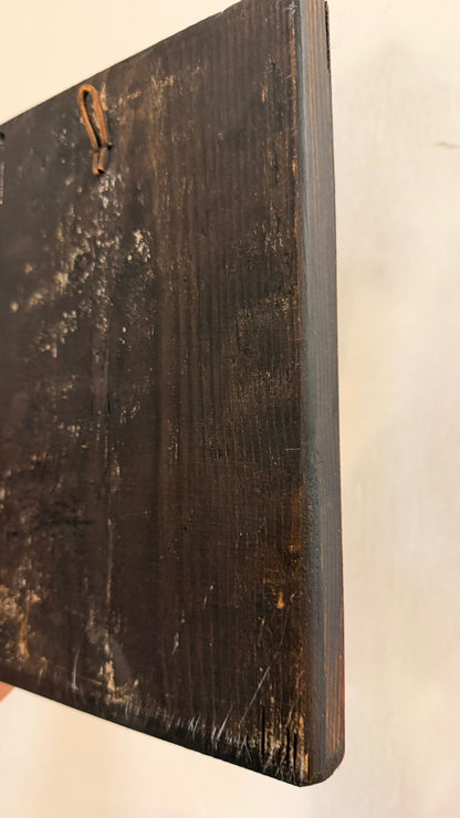 Holzbild Ikone Heiliger Georg auf Pferd Drachenkampf Kunst