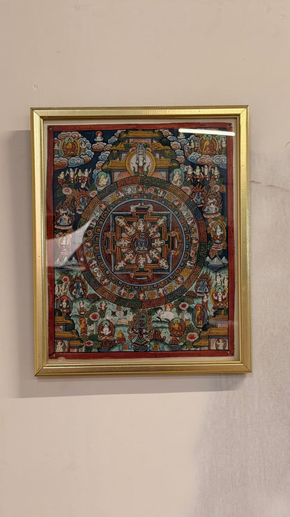 Thangka Mandala Tibet Buddhistische Kunst gerahmt handgemalt