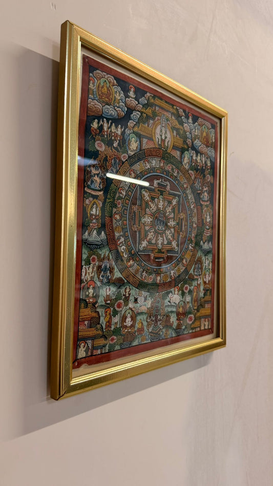 Thangka Mandala Tibet Buddhistische Kunst gerahmt handgemalt