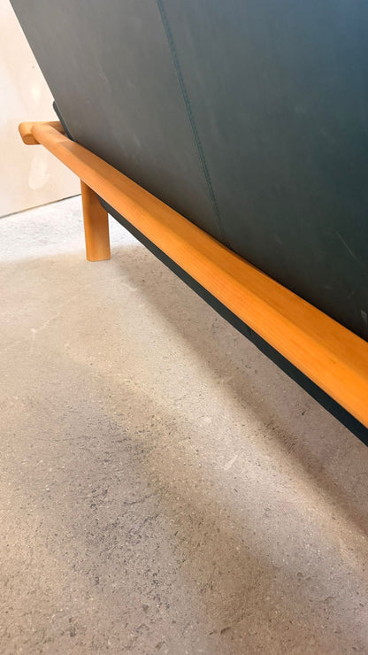 Dänisches 3-Sitzer Sofa aus Teak und dunkelgrünem Leder 70`s