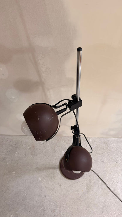 Space Age Stehlampe 2-flammig Augapfel-Spots in Braun Metall