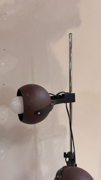 Space Age Stehlampe 2-flammig Augapfel-Spots in Braun Metall