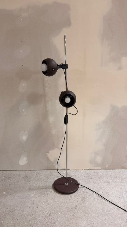 Space Age Stehlampe 2-flammig Augapfel-Spots in Braun Metall