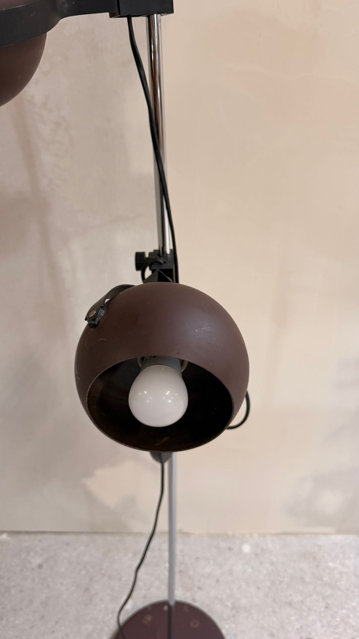 Space Age Stehlampe 2-flammig Augapfel-Spots in Braun Metall