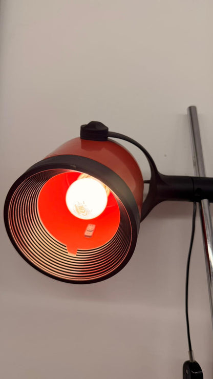 Vintage Space Age Tischlampe, Industrial Look in rot 70`s