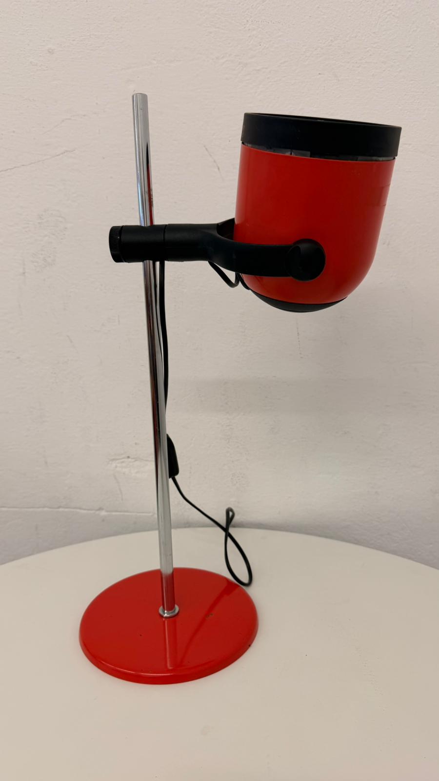 Vintage Space Age Tischlampe, Industrial Look in rot 70`s