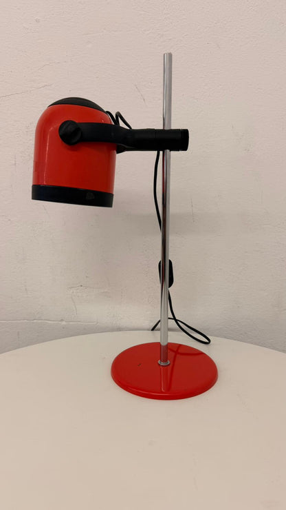 Vintage Space Age Tischlampe, Industrial Look in rot 70`s