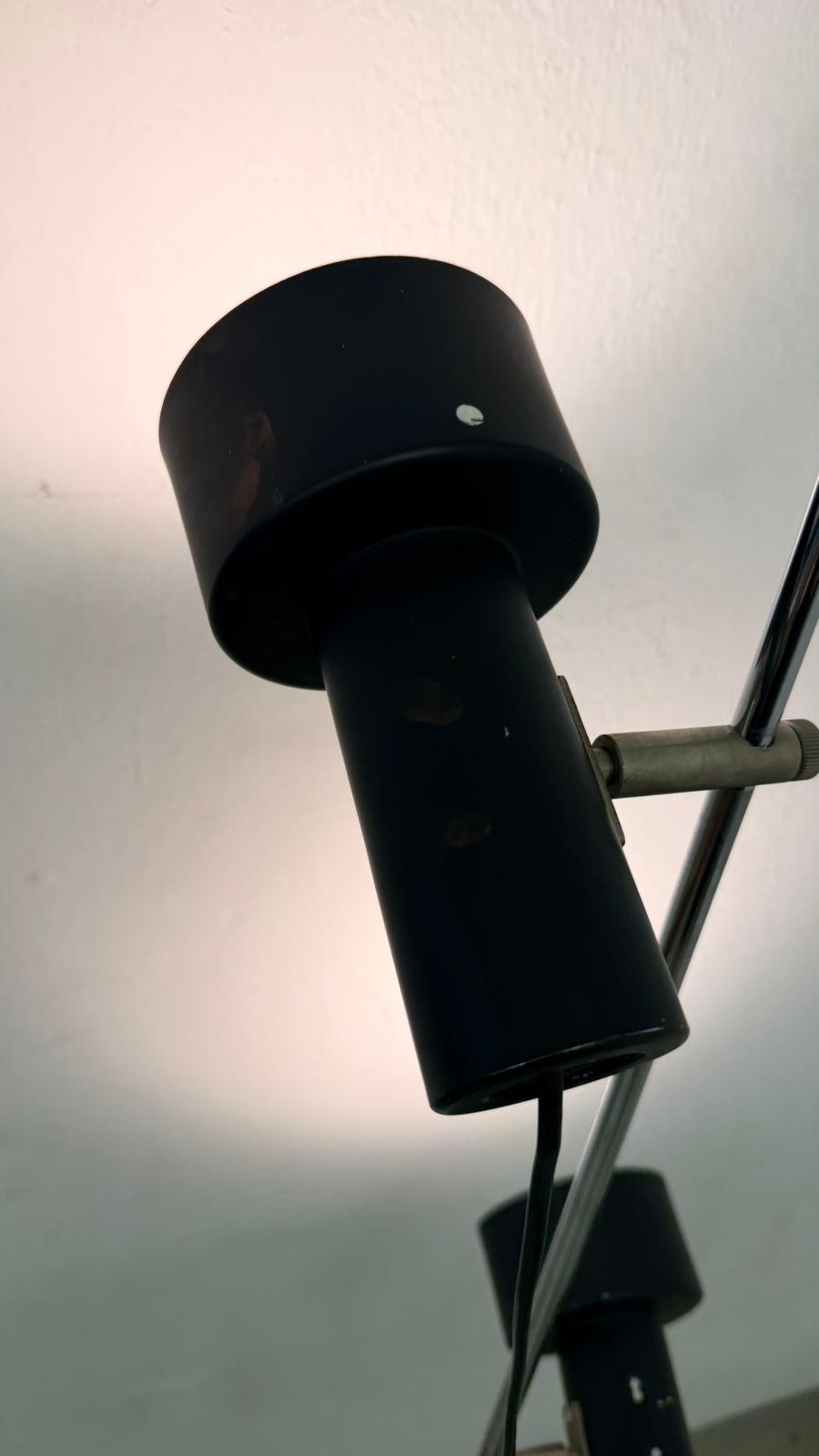 Vintage Spot Stehlampe 2-flammig Metall schwarz, verstellbar