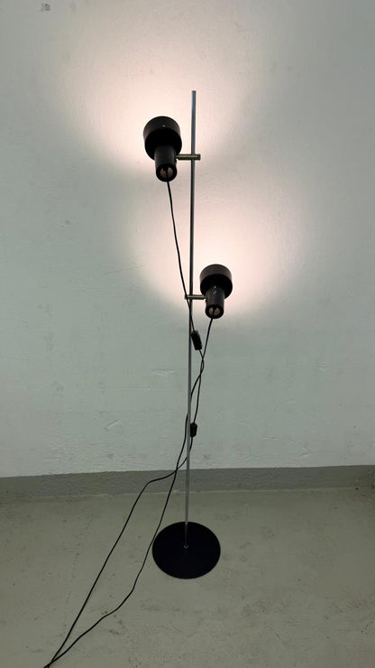 Vintage Spot Stehlampe 2-flammig Metall schwarz, verstellbar