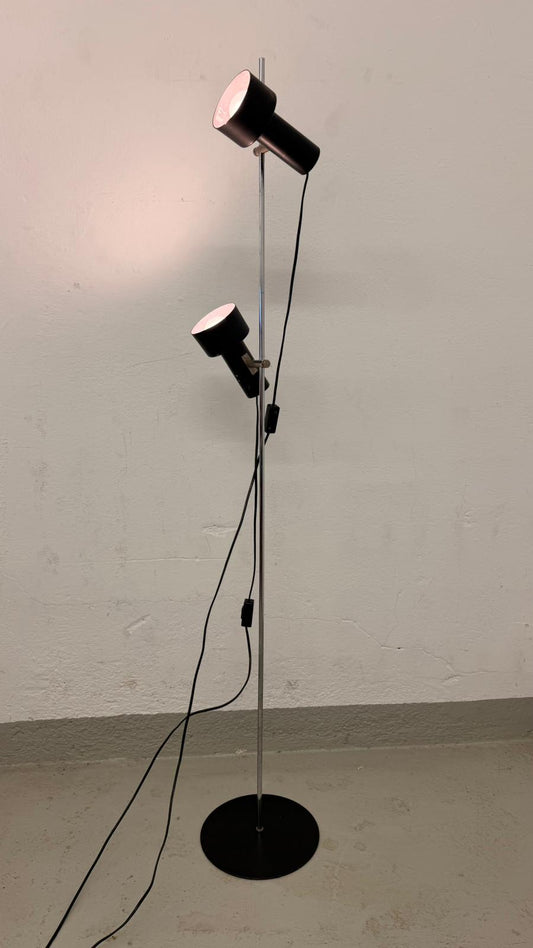 Vintage Spot Stehlampe 2-flammig Metall schwarz, verstellbar
