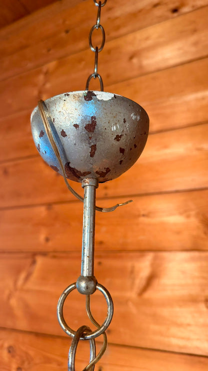 Italienische Mid-Century Hängelampe Opalglas Holz Kugellampe