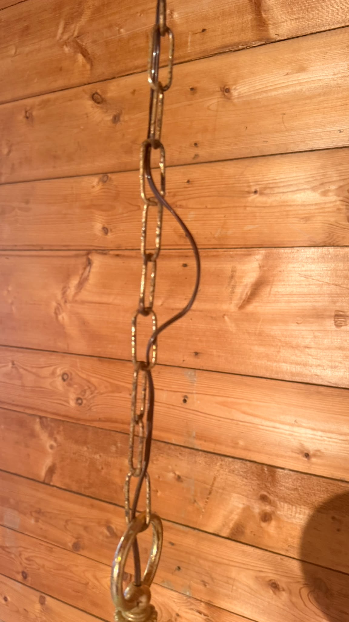 Vintage Hängelampe Opalglas Messing Blumenmuster aus Italien