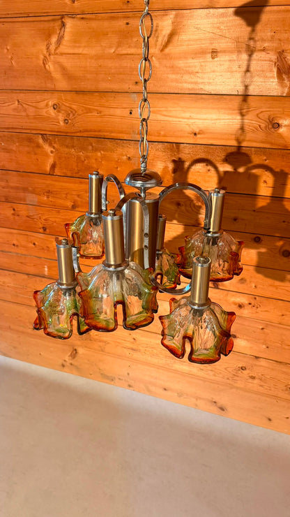 Italienische Vintage Murano Glas Hängelampe von Mazzega 70er