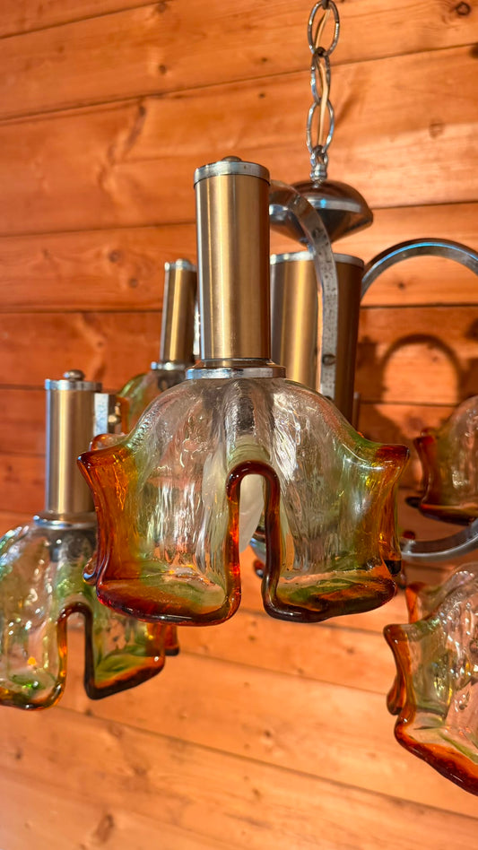 Italienische Vintage Murano Glas Hängelampe von Mazzega 70er