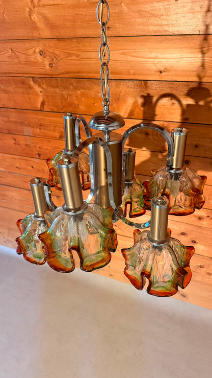 Italienische Vintage Murano Glas Hängelampe von Mazzega 70er