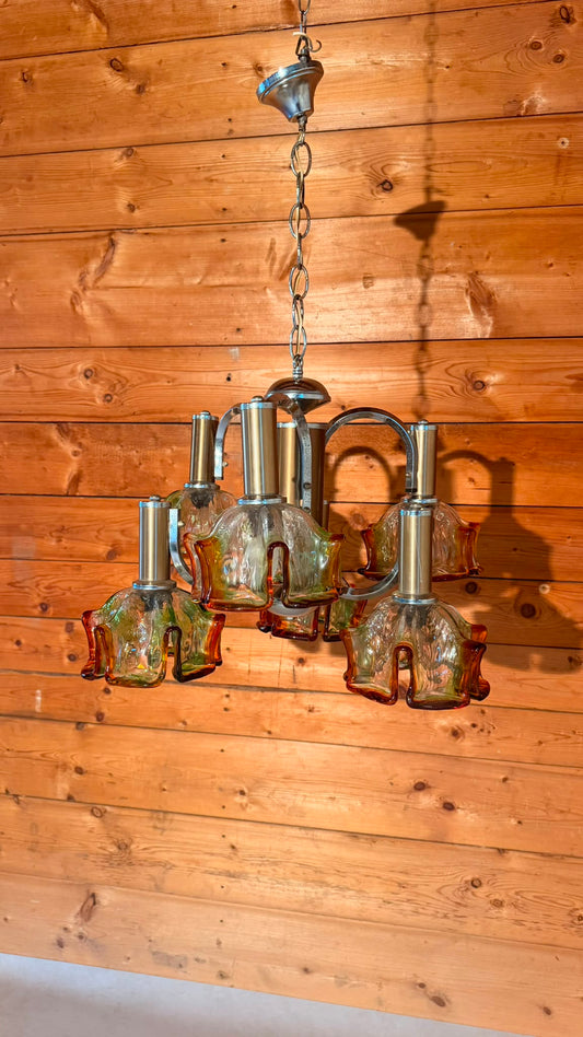 Italienische Vintage Murano Glas Hängelampe von Mazzega 70er