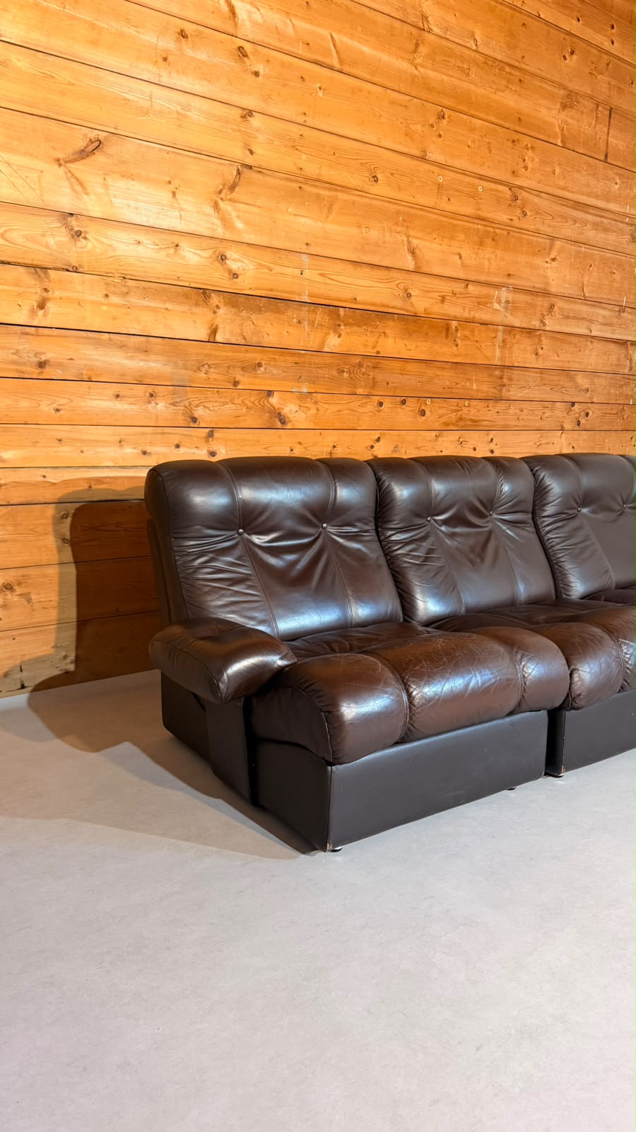 Vintage Modular Leder Sofa 3-Sitzer in braun aus den 70/80er