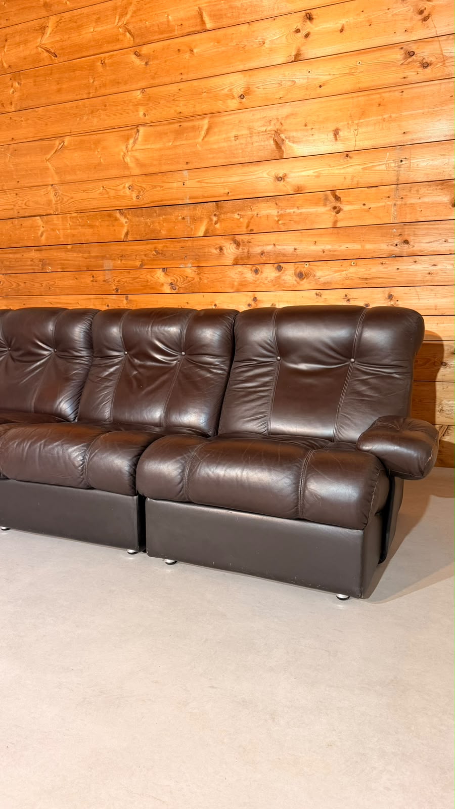 Vintage Modular Leder Sofa 3-Sitzer in braun aus den 70/80er
