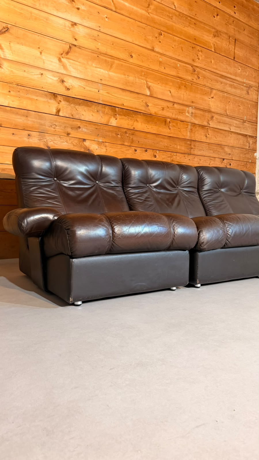 Vintage Modular Leder Sofa 3-Sitzer in braun aus den 70/80er
