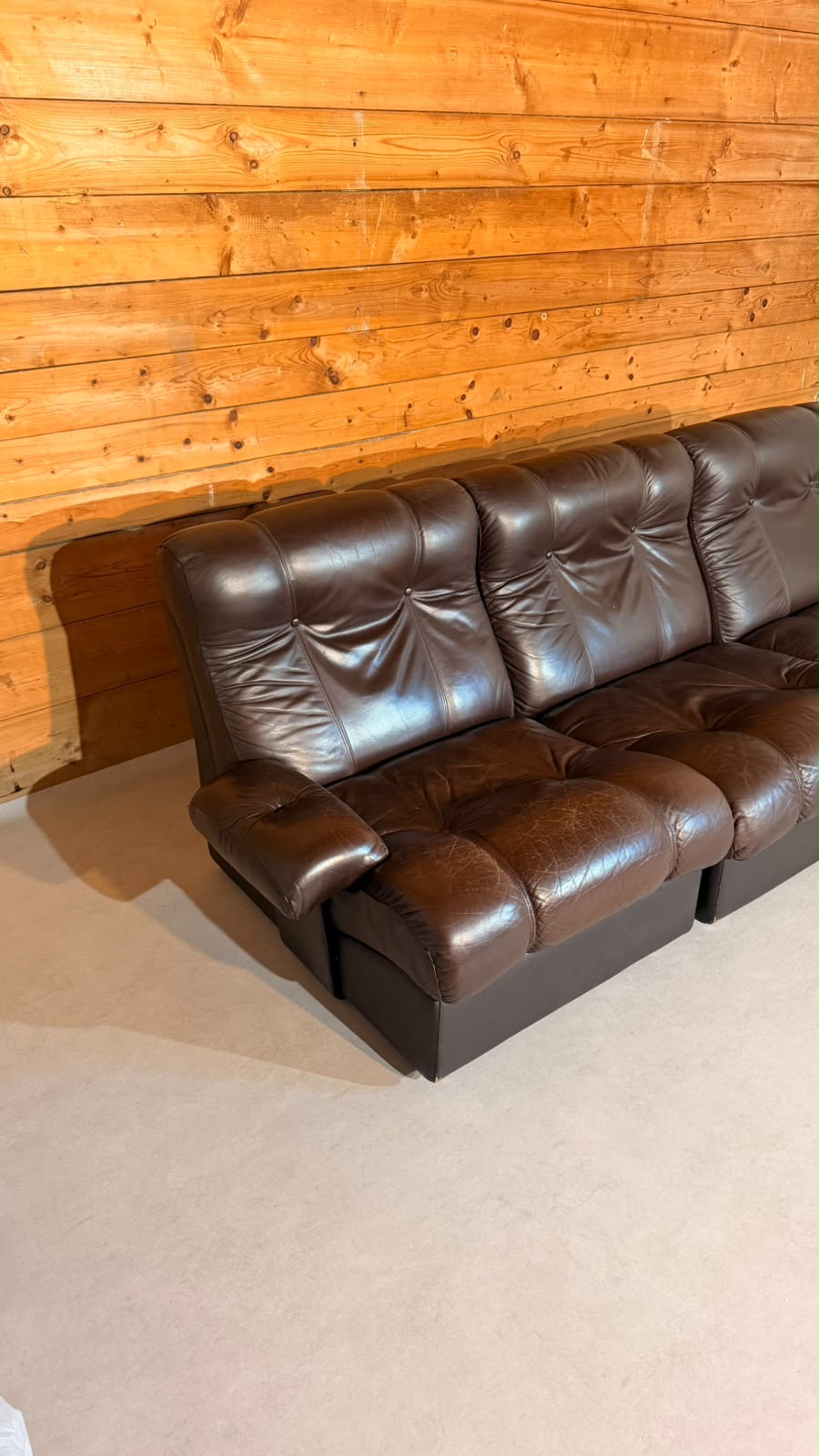 Vintage Modular Leder Sofa 3-Sitzer in braun aus den 70/80er