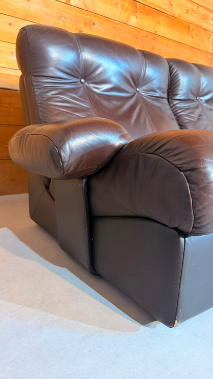Vintage Modular Leder Sofa 3-Sitzer in braun aus den 70/80er