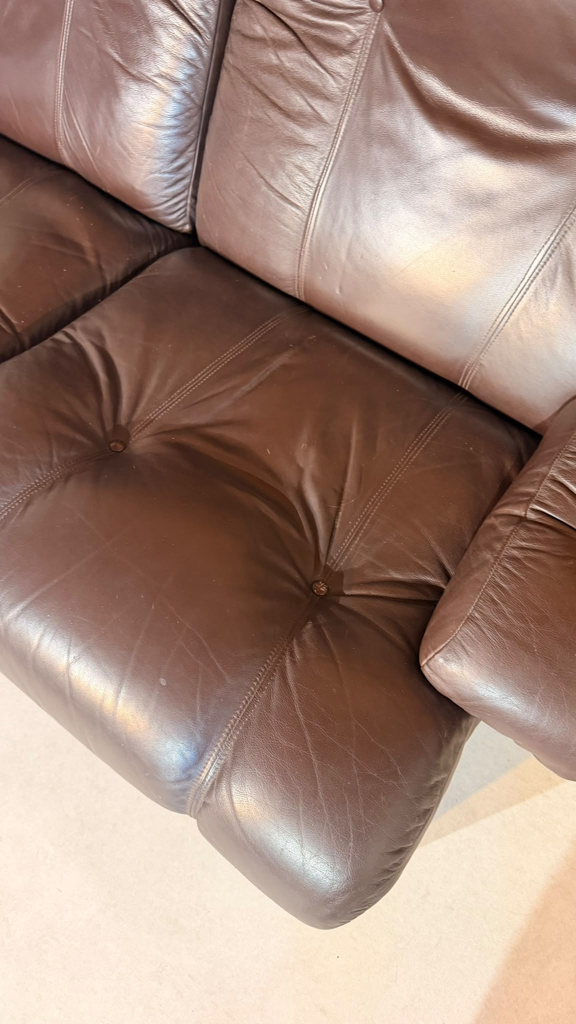 Vintage Modular Leder Sofa 2-Sitzer in braun aus den 70/80er
