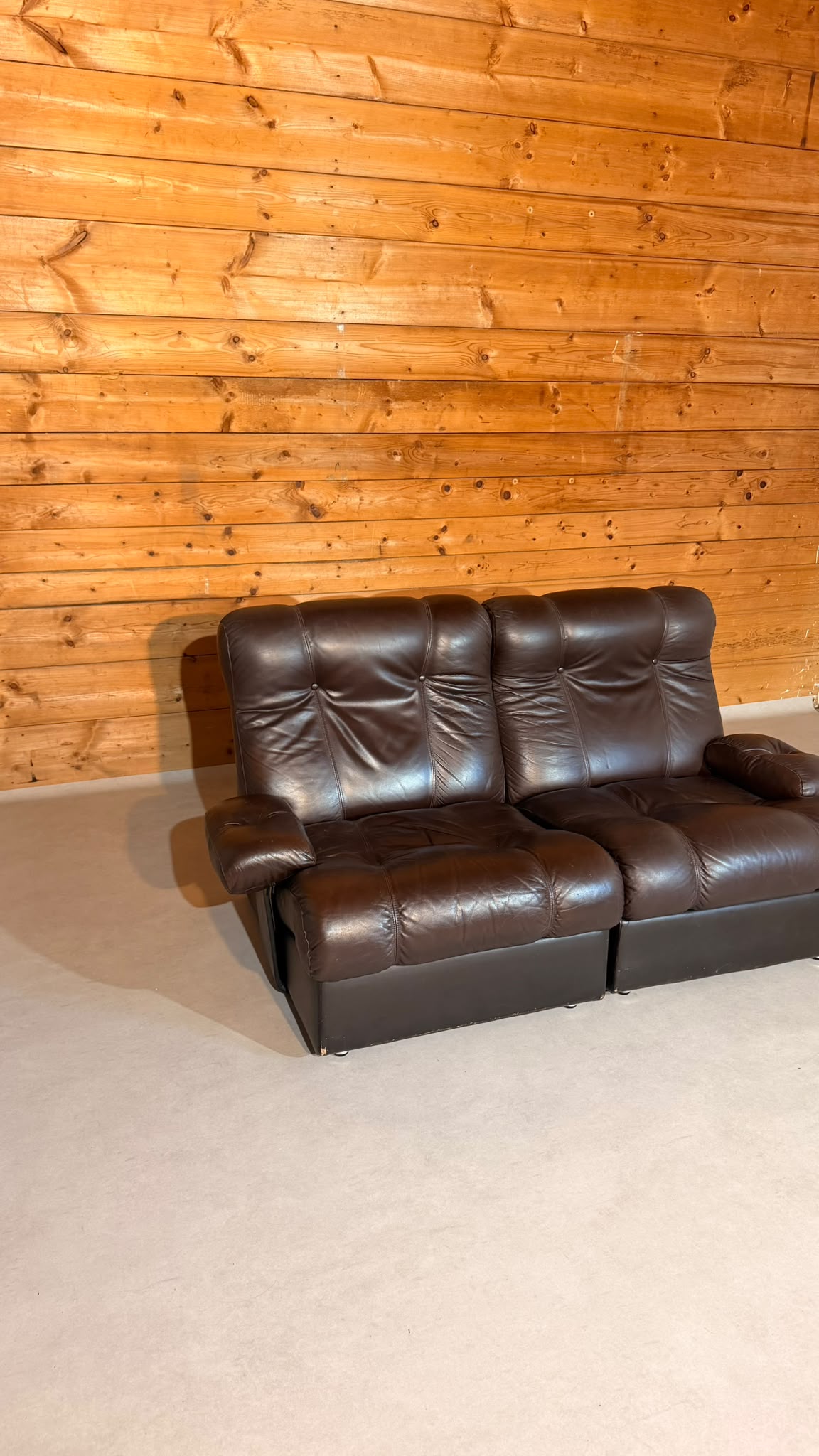 Vintage Modular Leder Sofa 2-Sitzer in braun aus den 70/80er