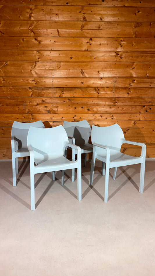 4er Set Design Armlehnstühle stapelbar Outdoor CLP Diva grau