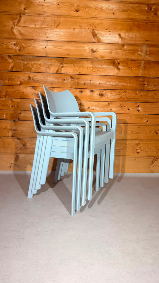 4er Set Design Armlehnstühle stapelbar Outdoor CLP Diva grau