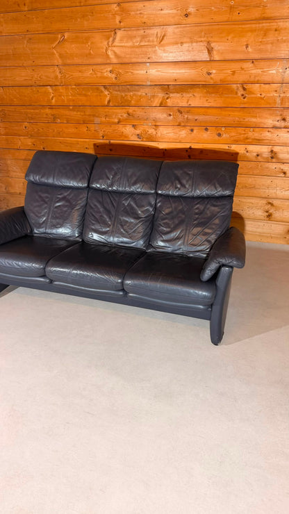 Longlife Valdalpone Leder 3-Sitzer Sofa in Dunkelblau