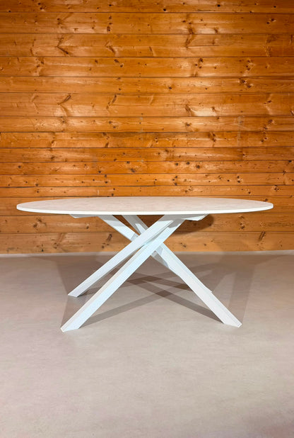 IKEA MARIEDAMM Ovaler Tisch Weiss Metallgestell