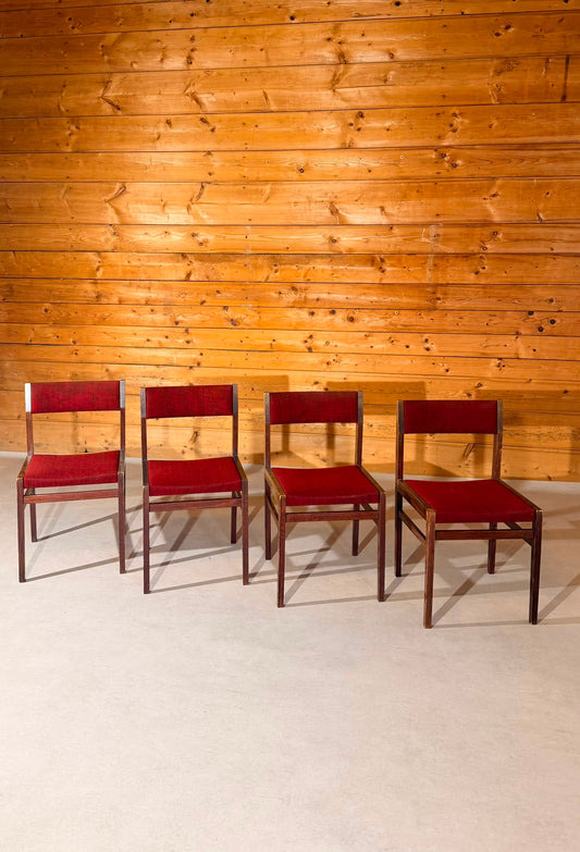 4er Set Skandinavische vintage Stühle aus den 60/70er Jahren