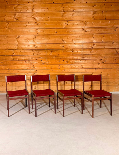4er Set Skandinavische vintage Stühle aus den 60/70er Jahren