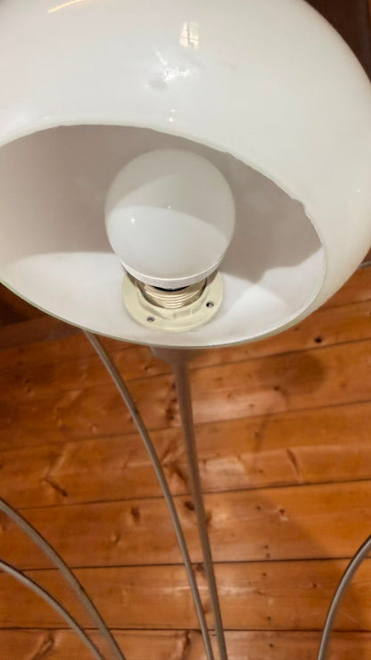 Design Bogenlampe 5-flammig Marmorfuss und Glaslampenschirm