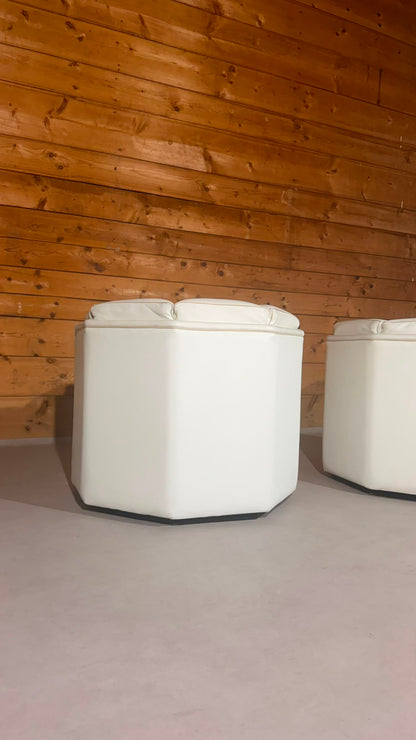 2 Postmoderne Oktagon Loungesessel aus Leder aus den 80er