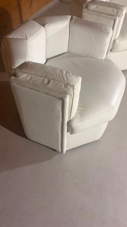 2 Postmoderne Oktagon Loungesessel aus Leder aus den 80er