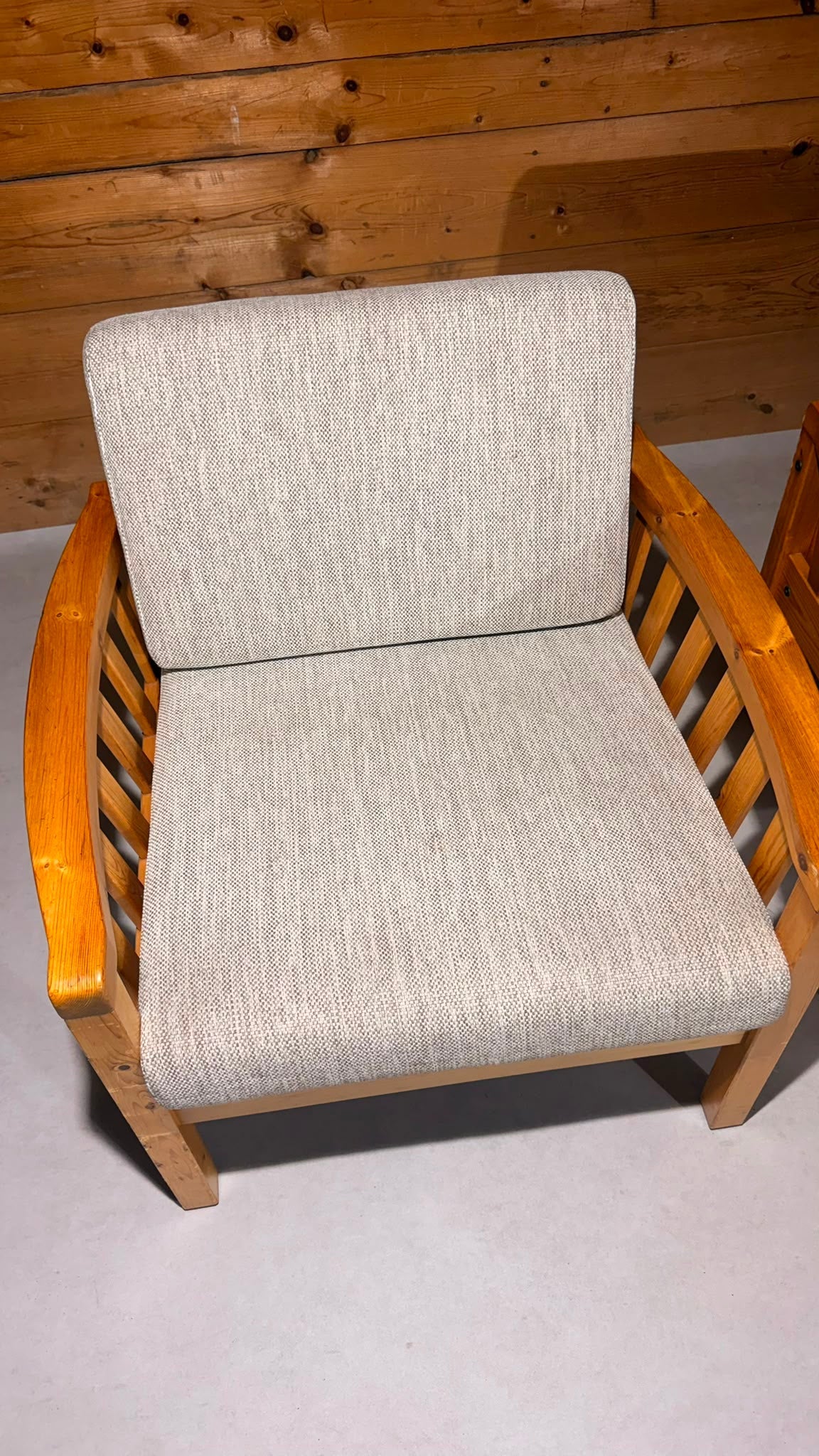 2x Skandinavische Vintage Sessel aus Kiefernholz 80er Jahre