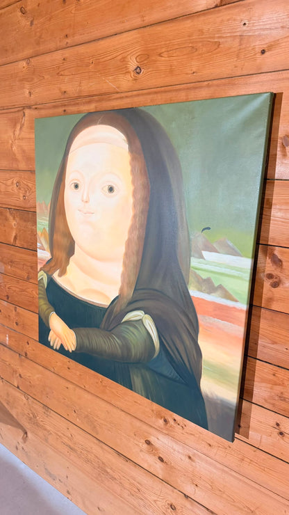 Mona Lisa im Botero Stil Leinwandbild XXL