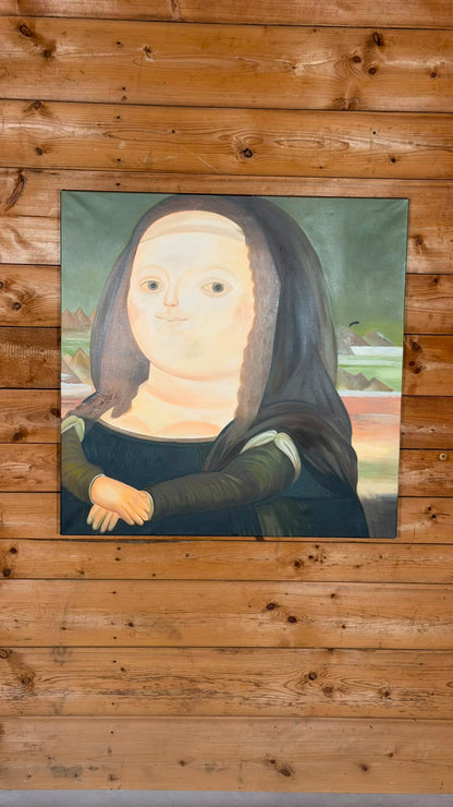 Mona Lisa im Botero Stil Leinwandbild XXL