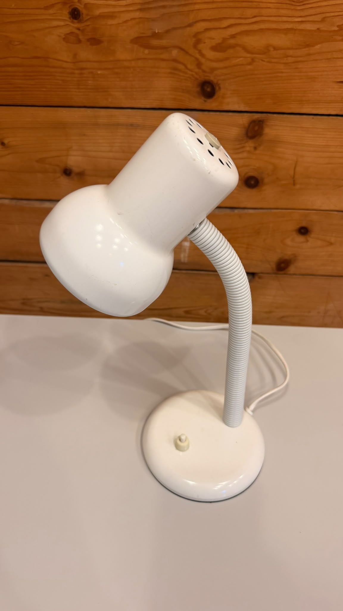 Vintage Retro 80er Schreibtischlampe mit Flexarm in Weiss