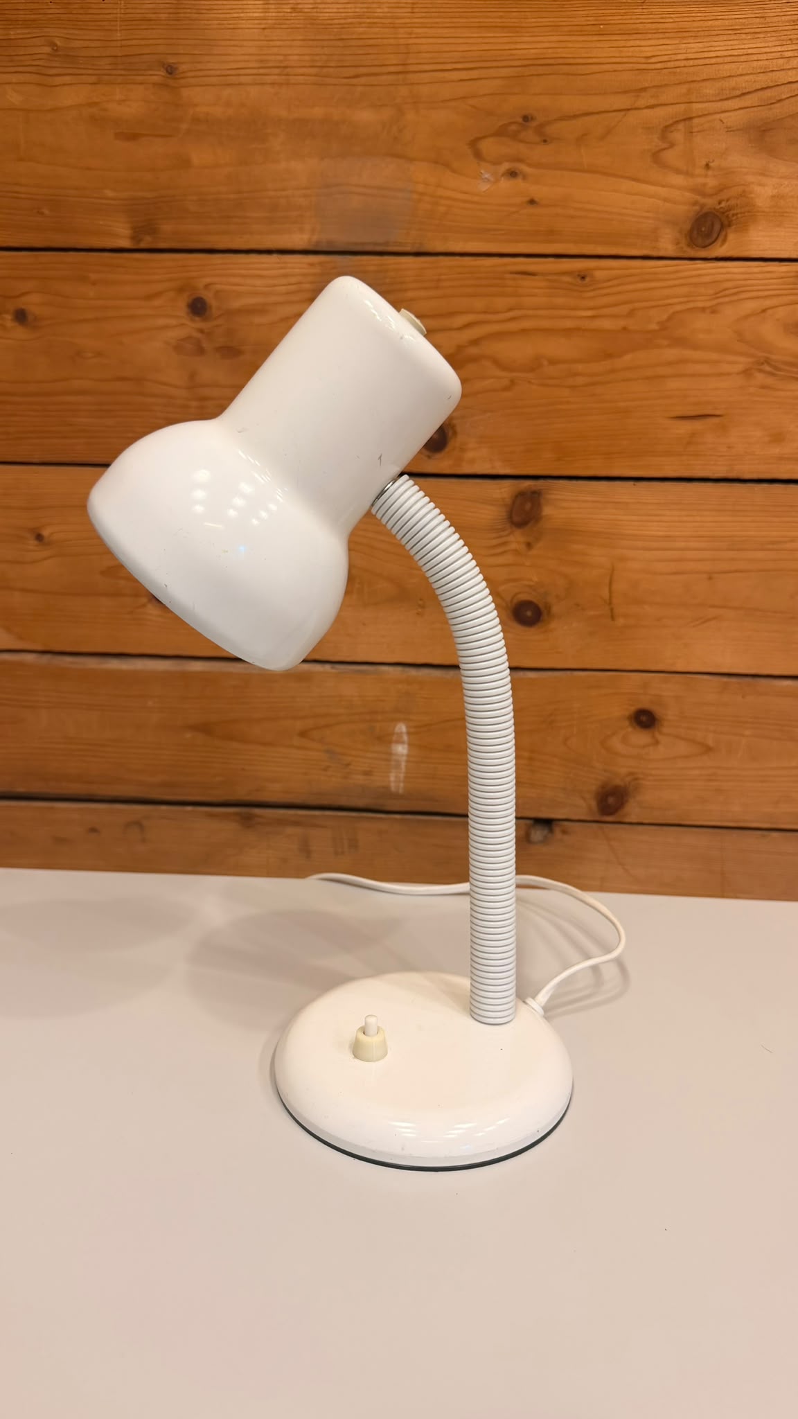 Vintage Retro 80er Schreibtischlampe mit Flexarm in Weiss