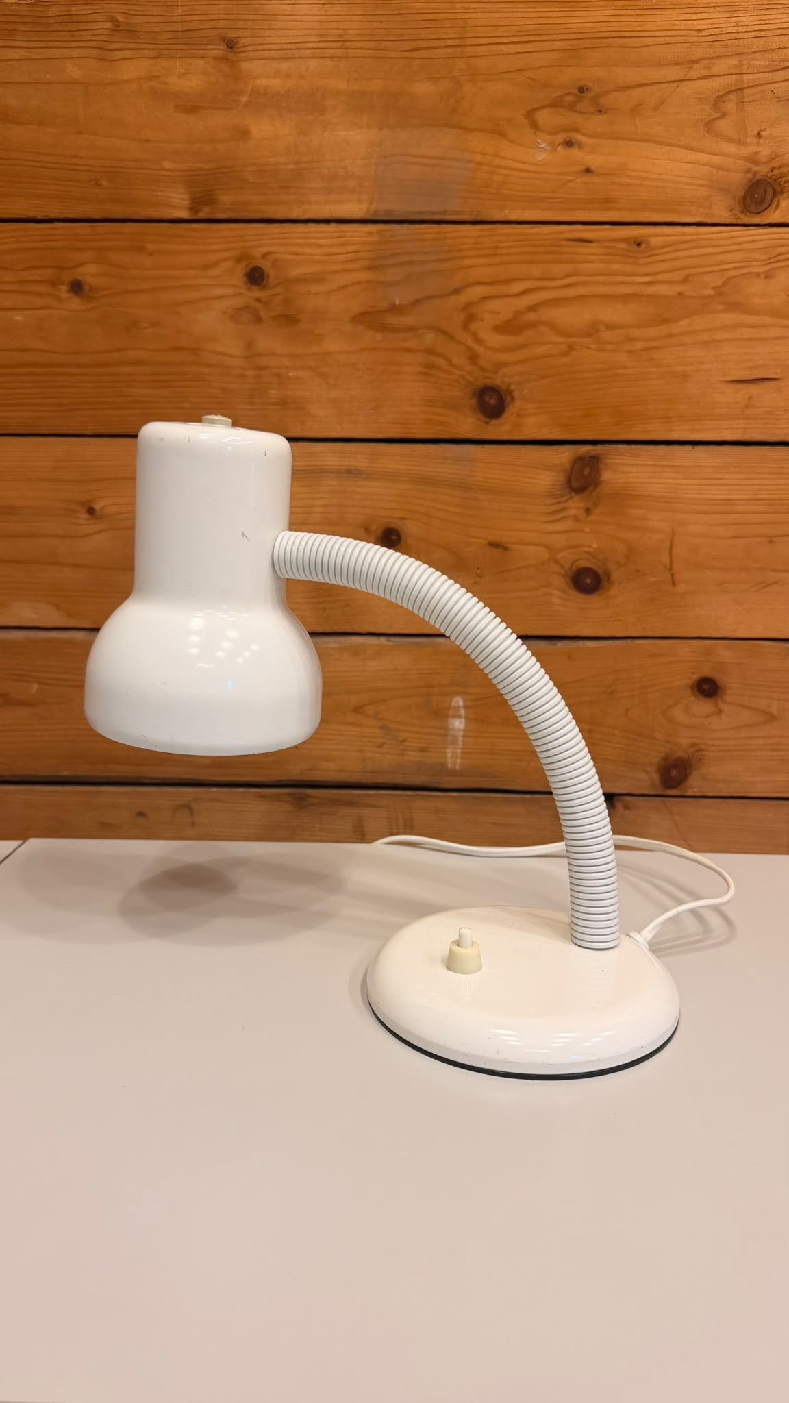 Vintage Retro 80er Schreibtischlampe mit Flexarm in Weiss