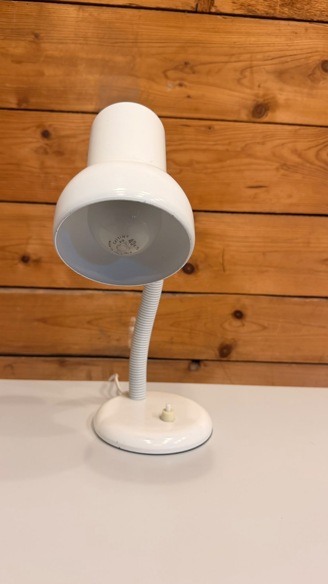 Vintage Retro 80er Schreibtischlampe mit Flexarm in Weiss